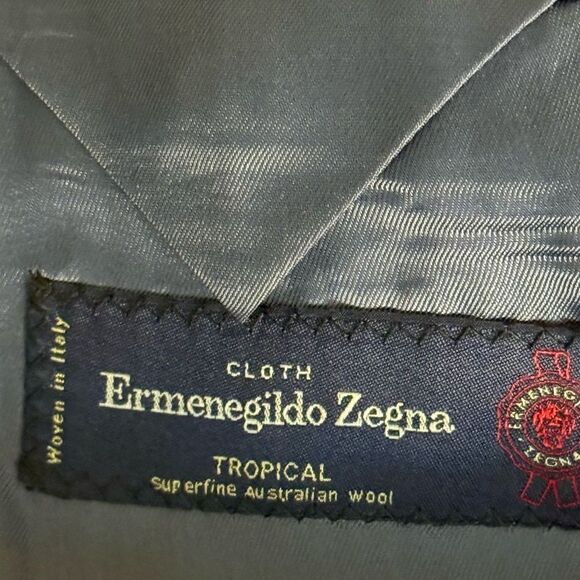 Saks Fifth Ave Black Label Tropical Wool Men’s Blue Windowpane Jacket. Size 42. - Picture 9 of 10